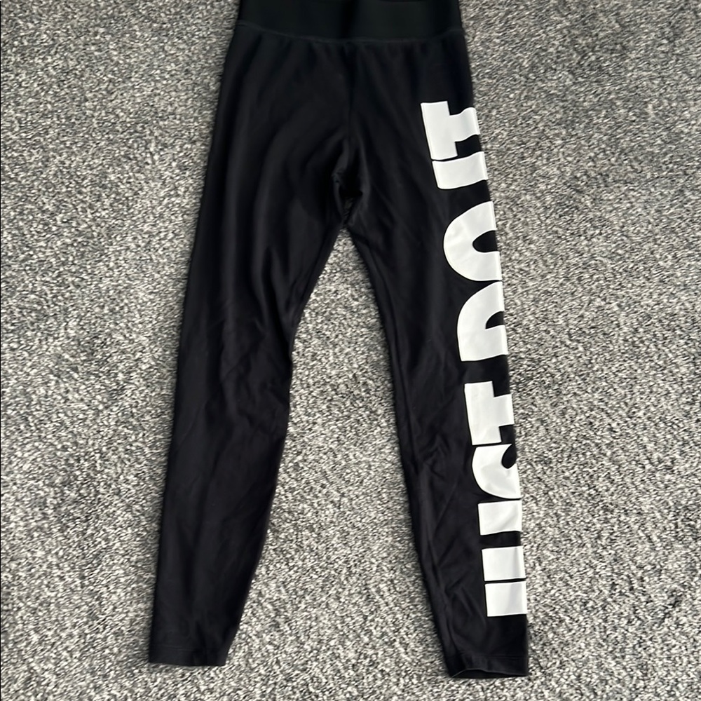 NIKE Black and White Leggings JUST DO IT Small